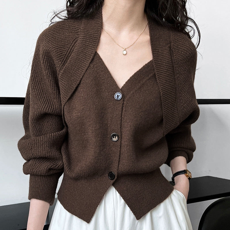 Niamh – Cardigan à manches longues avec motif croisé et boutons