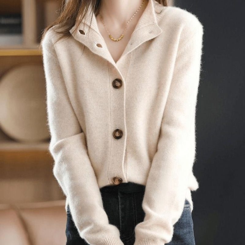 Lacey - Kardigan z długim rękawem i zapięciem na guziki | Standardowy krój do codziennego noszenia | Rozmiary XS–3XL | Beżowy, Khaki, Brązowy, Niebieski, Czarny