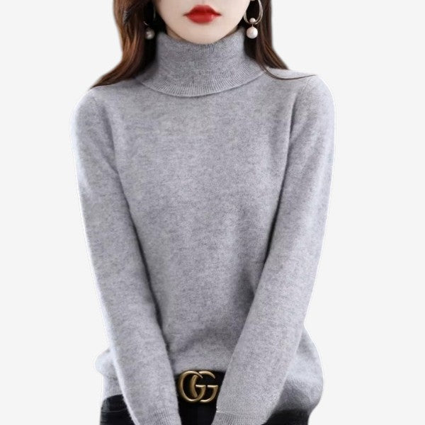 Kiara - Long sleeve turtleneck sweater with ribbed hem and cuffs | easy to put on and remove | sizes S–2XL | blue, green, white, purple, red, grey, brown, khaki, pink, orange, black, light blue