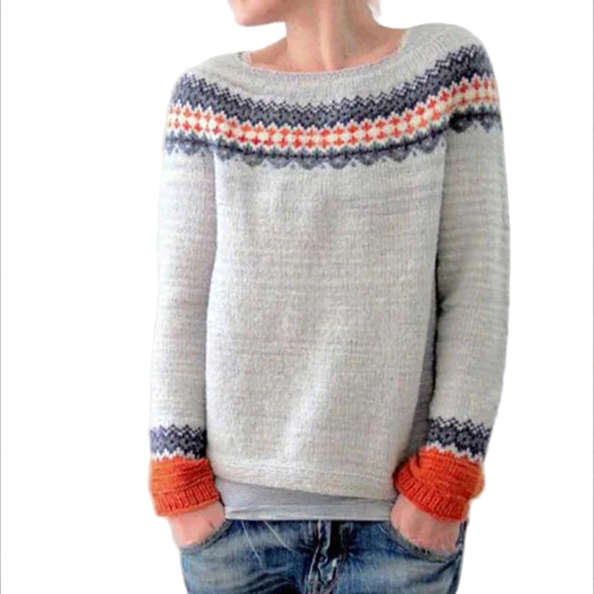 ScandiKnit - Damski sweter ze skandynawskim wzorem