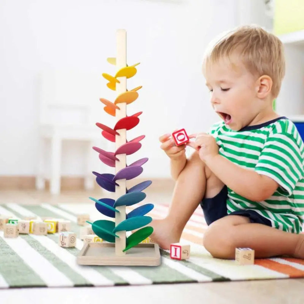 PlayBloom - Tęczowe drzewko z kulkami z kojącym dźwiękiem i interaktywnym wzorem kropli