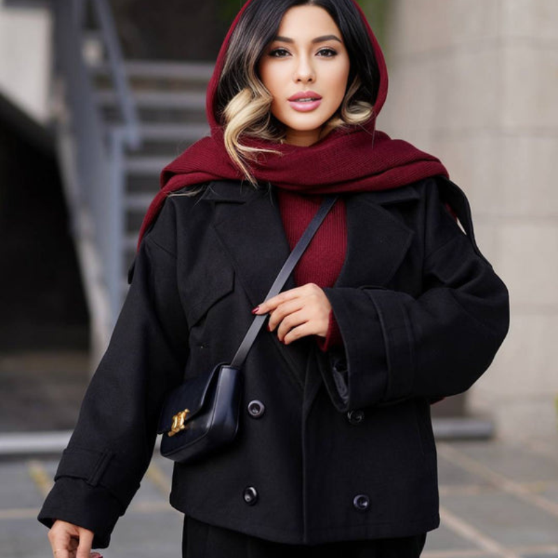 Athena - Cappotto a maniche lunghe con colletto a rever