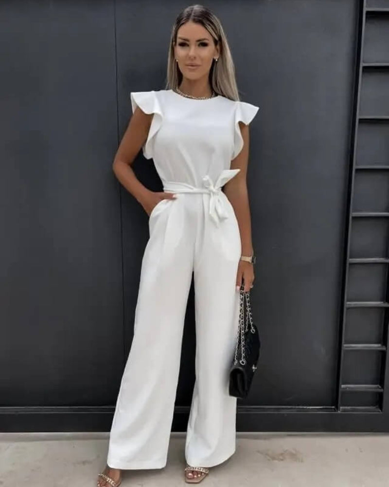 Eva – Combinaison élégante avec détail papillon aux épaules et pantalon large