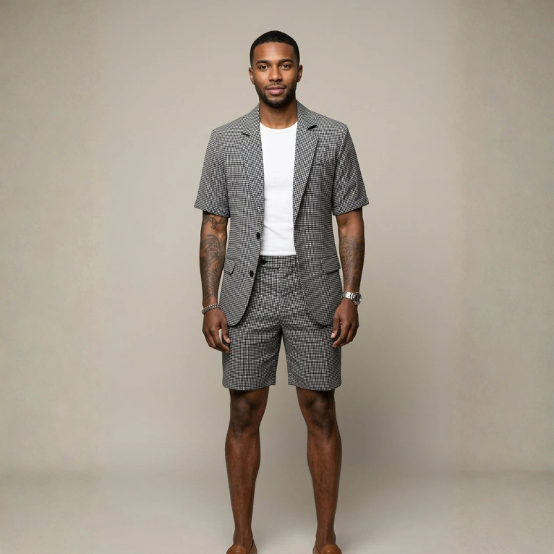 Ensemble costume pour homme avec blazer et pantalon à carreaux