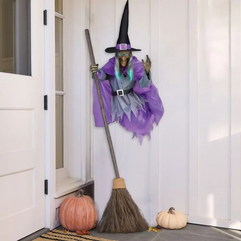 Decoración de Halloween de bruja voladora con sonido