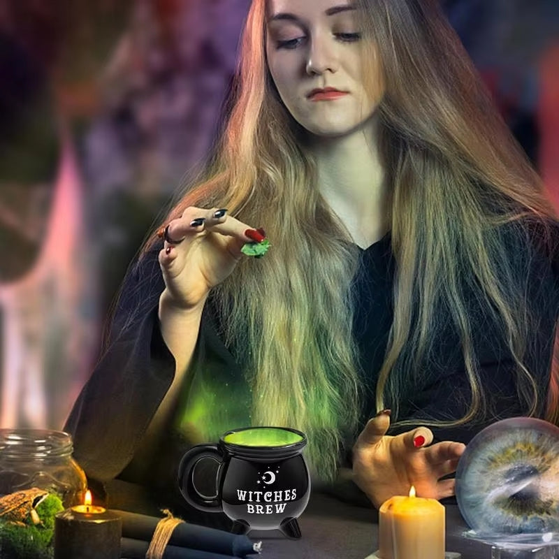 SpookySips - Tazza in Ceramica a Forma di Calderone per Halloween e Feste a Tema
