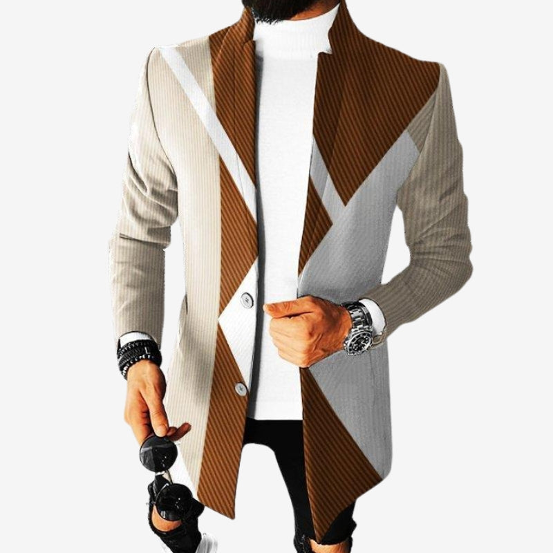 Milan - Long sleeve mid-length jacket with stand collar