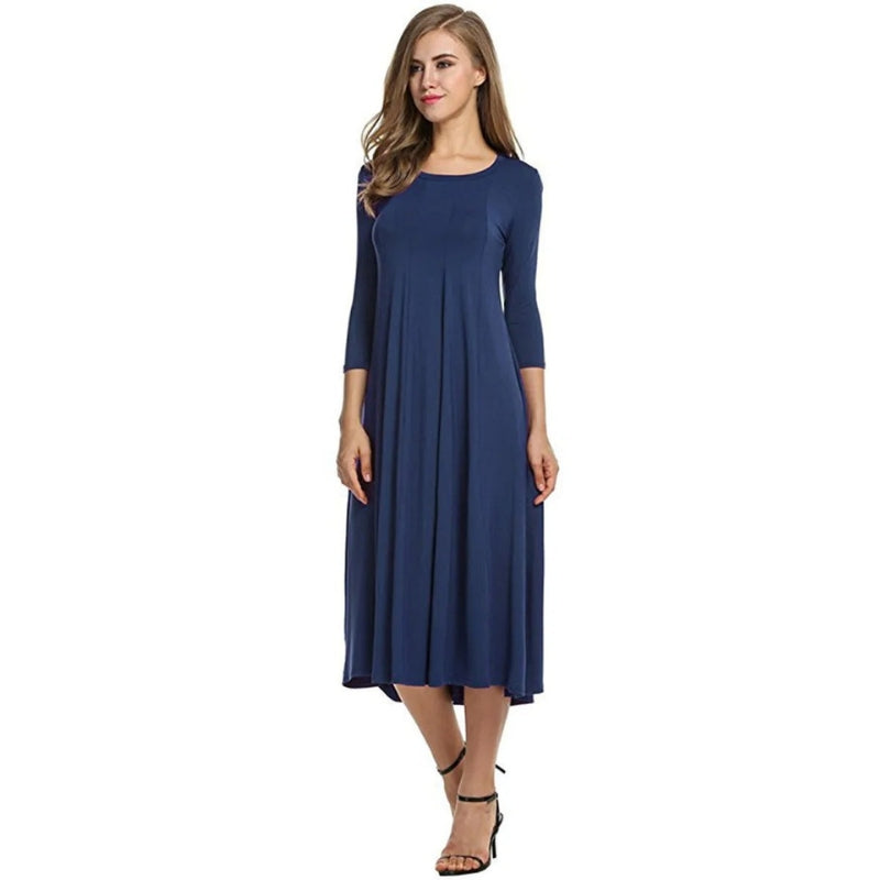 Chloe - Rochie maxi elegantă cu mâneci scurte și decolteu rotund