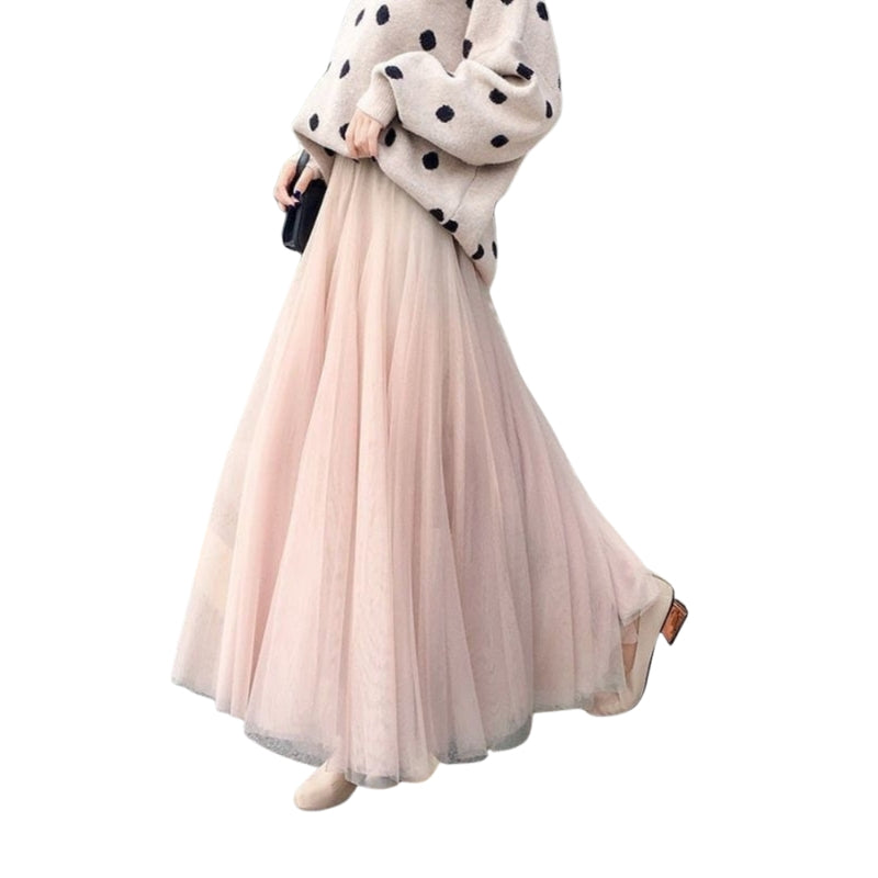 Elara - Mid-Calf Skirt with High Waist and A-Line Silhouette