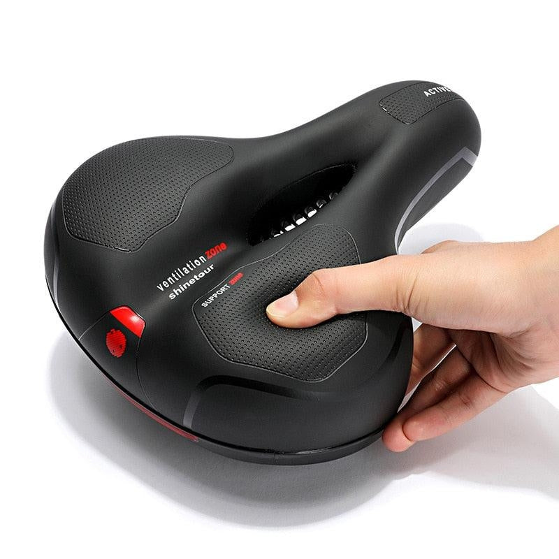 ErgoSeat – Comfortable padded bike saddle with ventilation zone and reflective safety strip