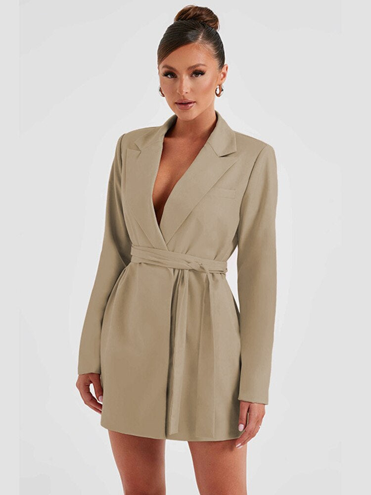 Clara - Elegant Blazer Dress with V-Neck for Women