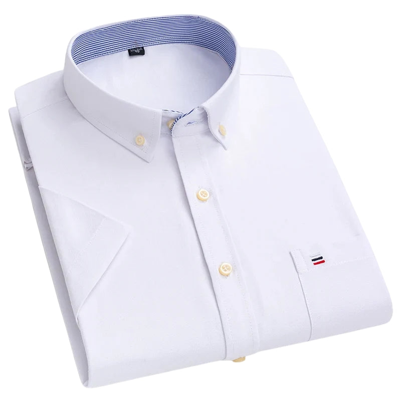 Alexander - Checked and striped button-down shirt with short sleeves