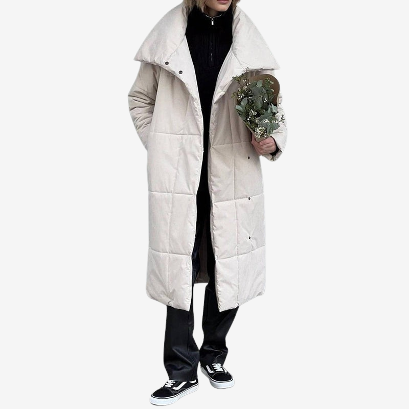 Brianna - Manteau long à manches longues avec taille ceinturée