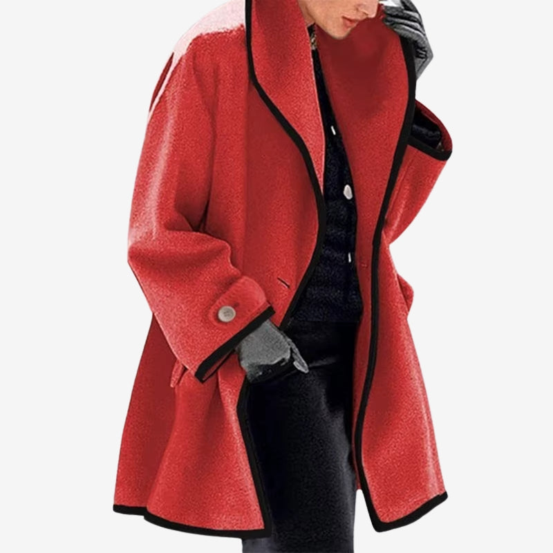 Brielle – Long Sleeve Lapel Collar Coat with Buttons
