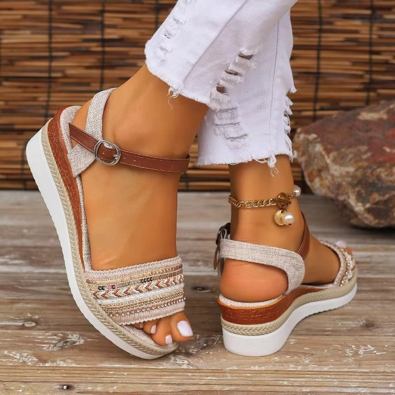 Sienna – Modern wedge sandals with adjustable ankle straps