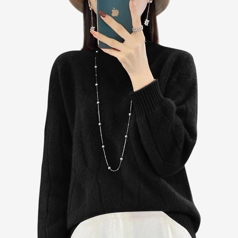 Alara – Maglione a maniche lunghe con vestibilità ampia | Collo mezzo alto per comfort accogliente | Silhouette rilassata per stratificazione casual | Taglie S–5XL | Arancione, Bianco, Kaki, Nero, Rosso, Beige