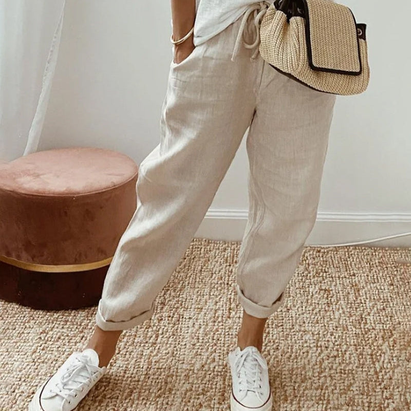 Women’s Striped Pants with Drawstring
