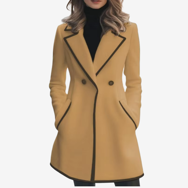 Amara - Long sleeve coat with lapel collar and buttons