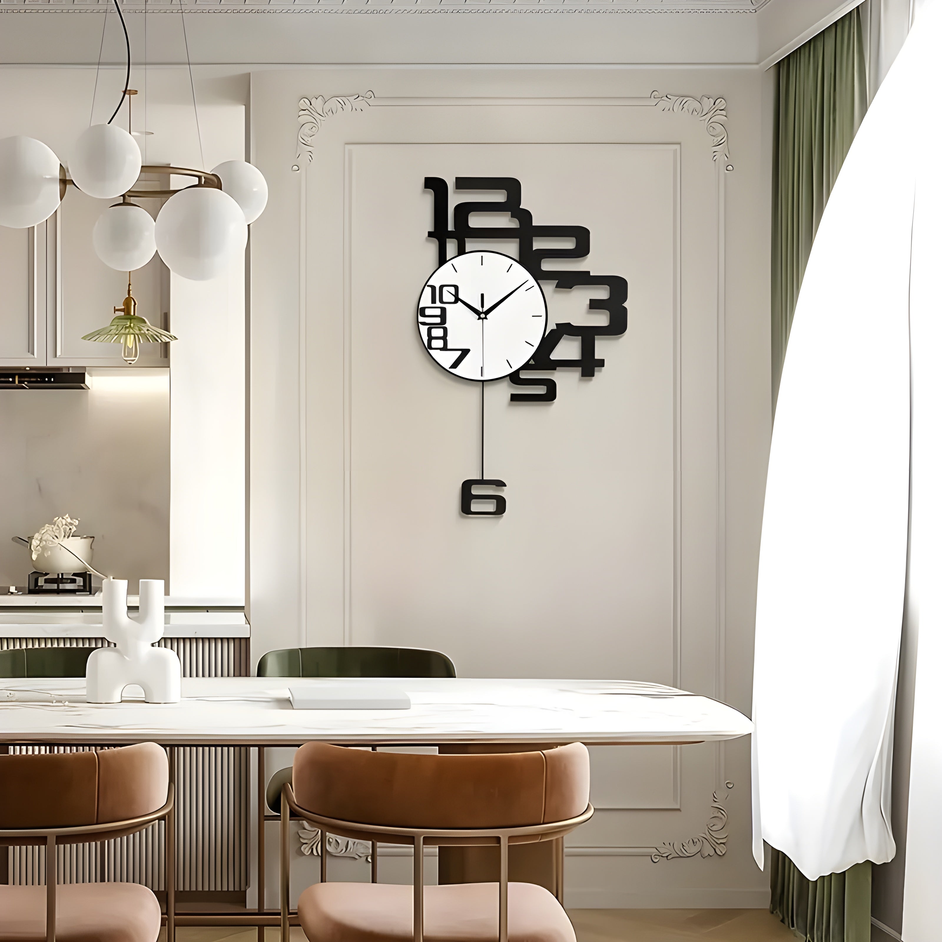 DecoTime - Orologio da parete silenzioso con numeri e design moderno bilanciato