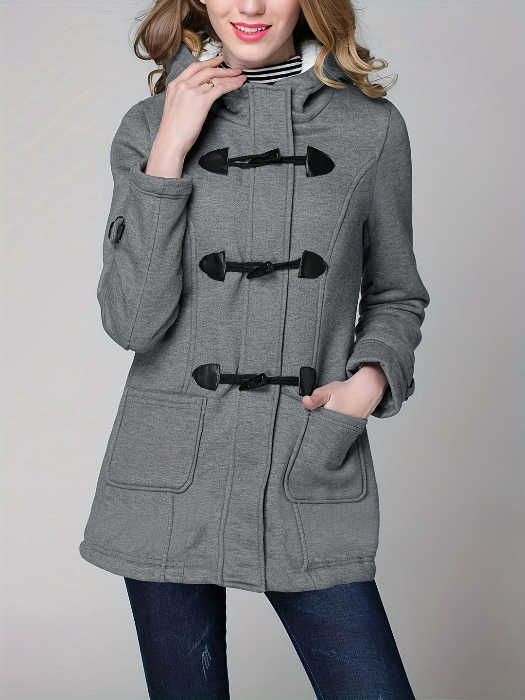 Beate - Manteau à manches longues confortable avec capuche et poches