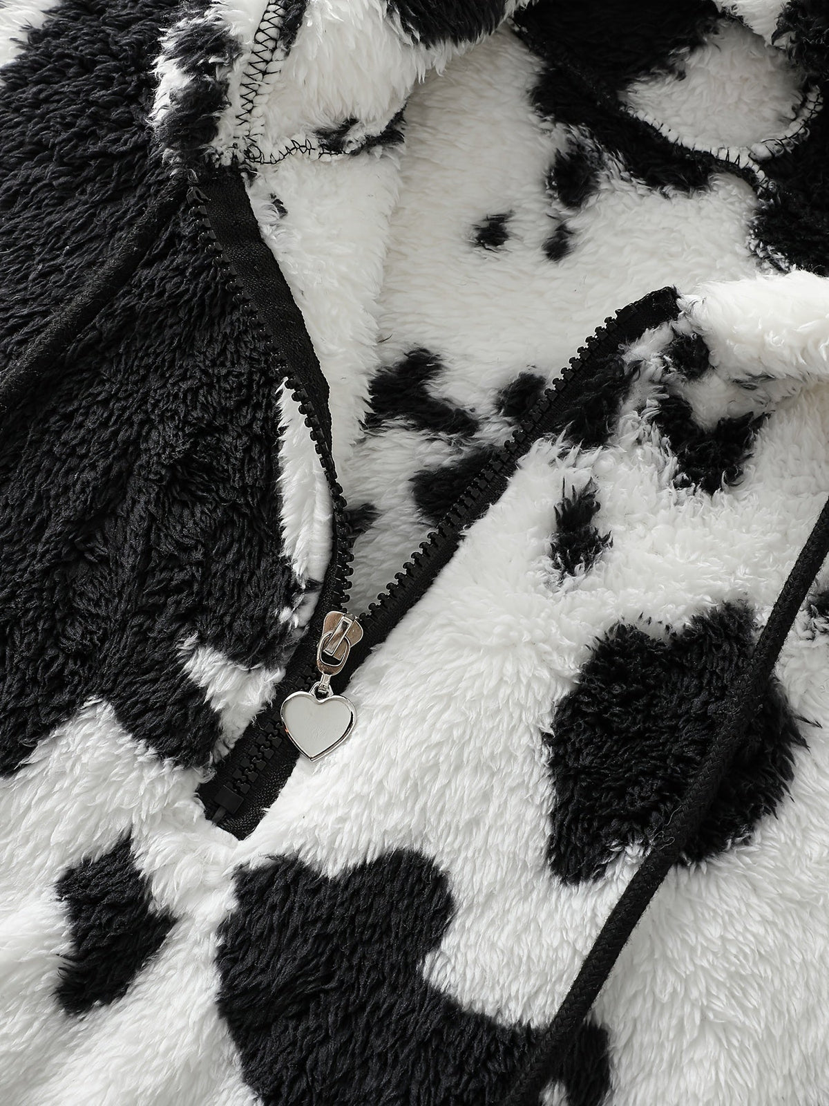 MooFleece - Camisola polar com capuz para mulher e estampado de vaca
