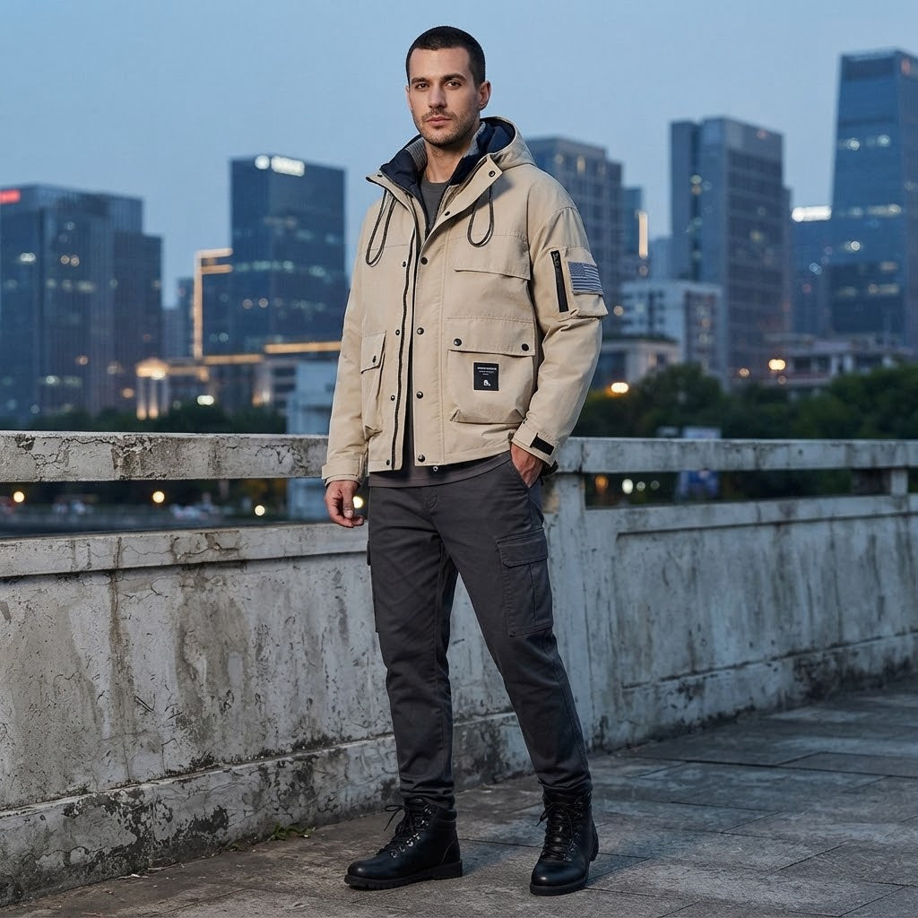 CuffLock - Men's Winter Parka With Removable Hood And Multiple Pockets