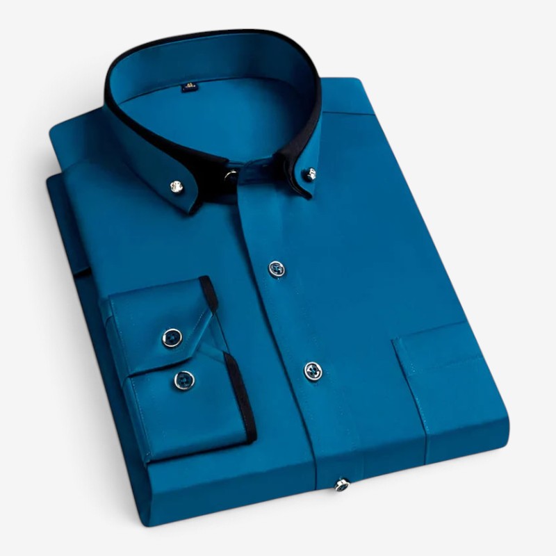 Shirtex - Camicia da uomo a maniche lunghe con colletto classico e chiusura con bottoni