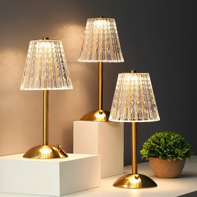 Crystelle - Lampada da tavolo in cristallo con controllo touch