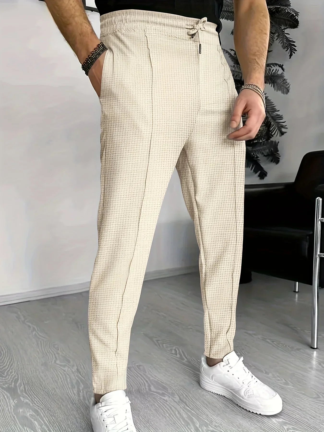 Noah - Pantalon slim fit à carreaux avec taille ajustable
