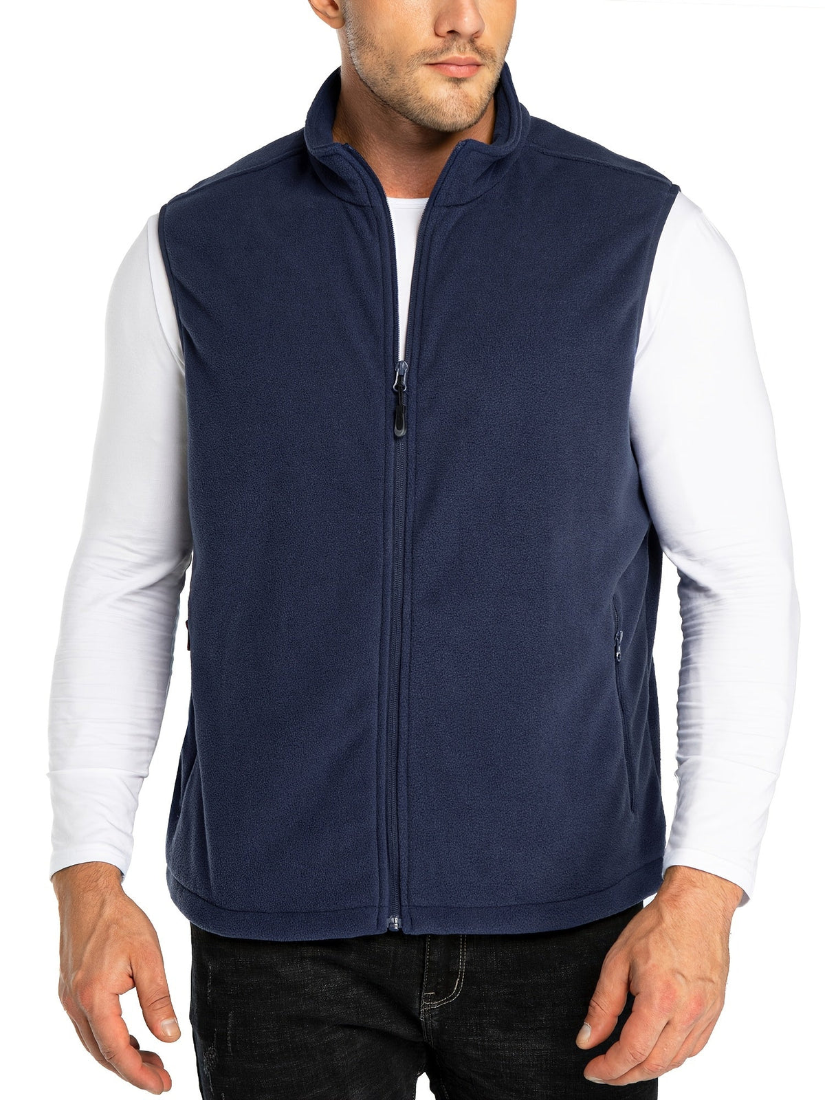 Chaleco polar ZipFleece sin mangas, con cierre de cremallera completa y cuello alto