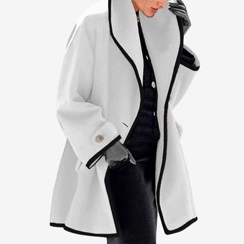 Brielle – Long Sleeve Lapel Collar Coat with Buttons
