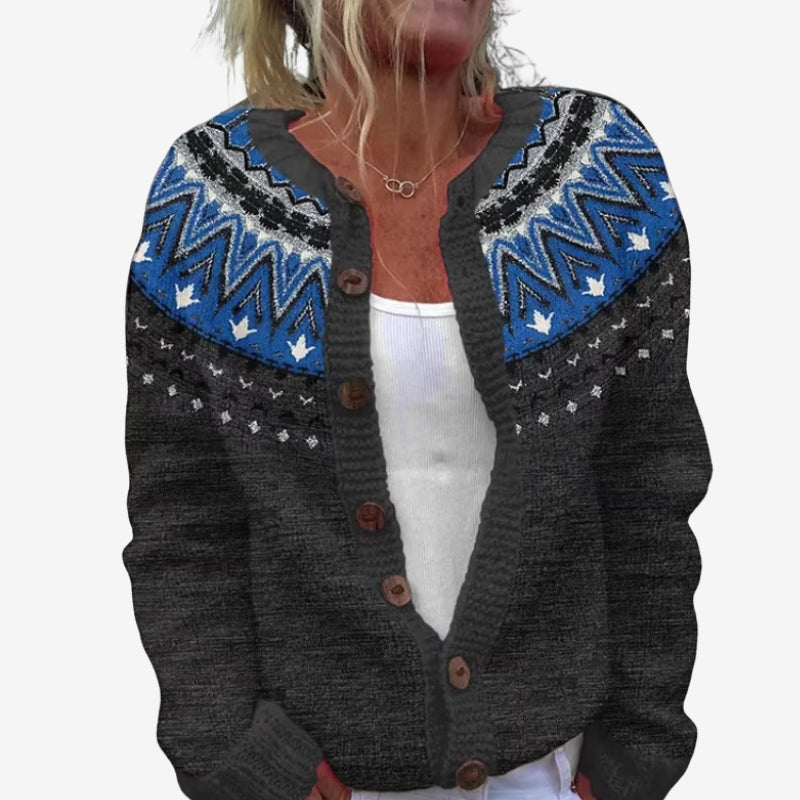 Aisling – Long sleeve printed sweater with round neck