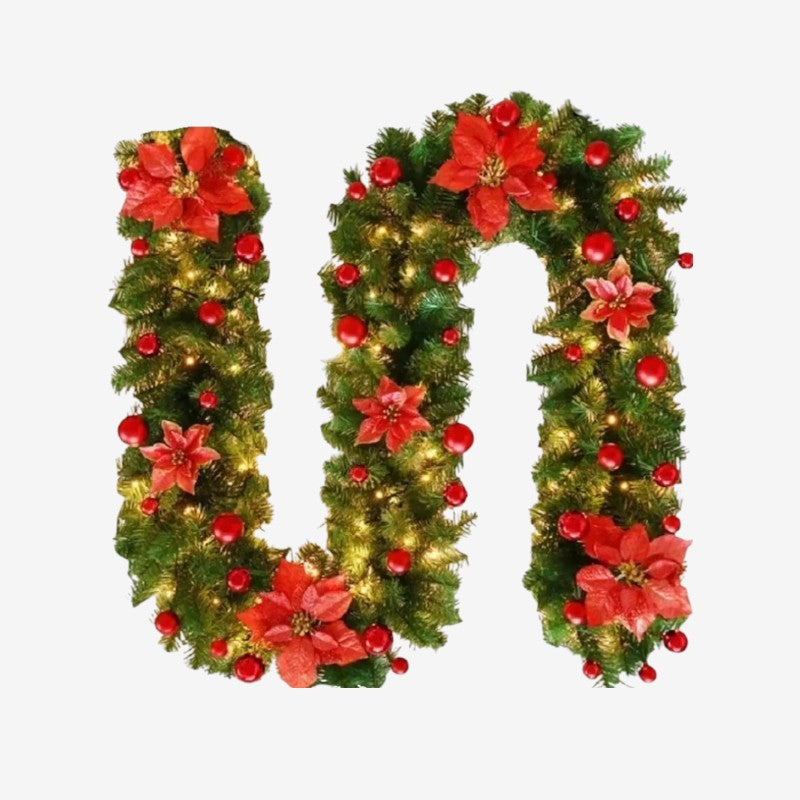 FloraRing – Decorative Christmas Wreath with Floral Motif and Lights