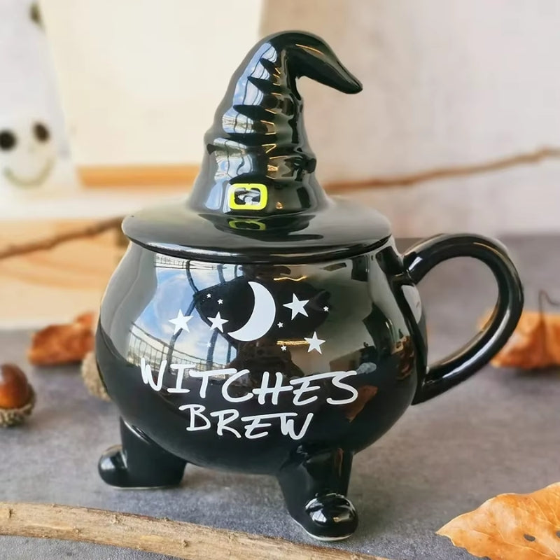SpookySips - Tazza in Ceramica a Forma di Calderone per Halloween e Feste a Tema