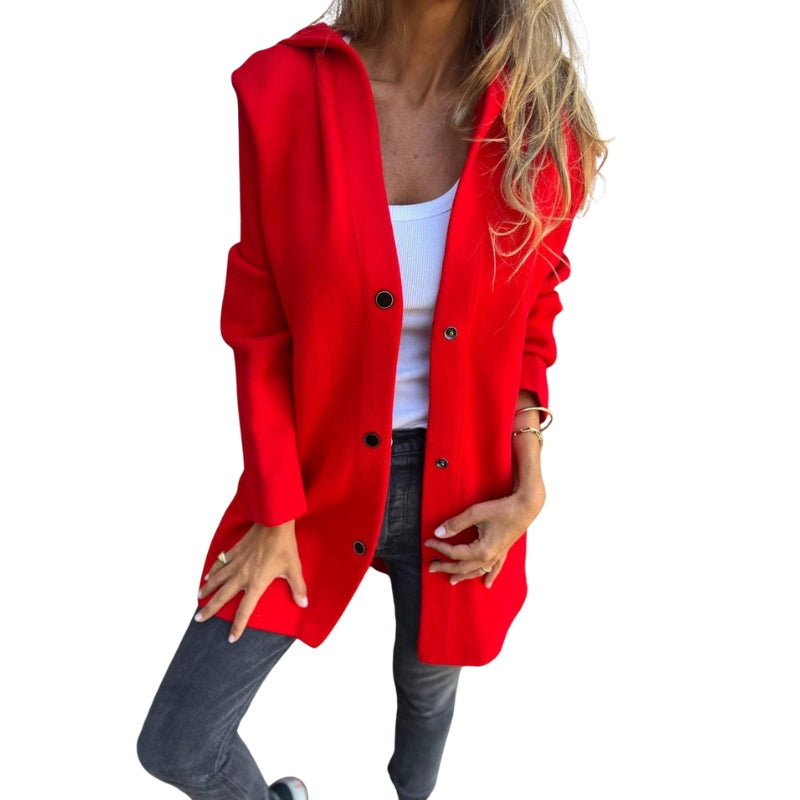 Sofia – Veste Décontractée avec Capuche et Boutons