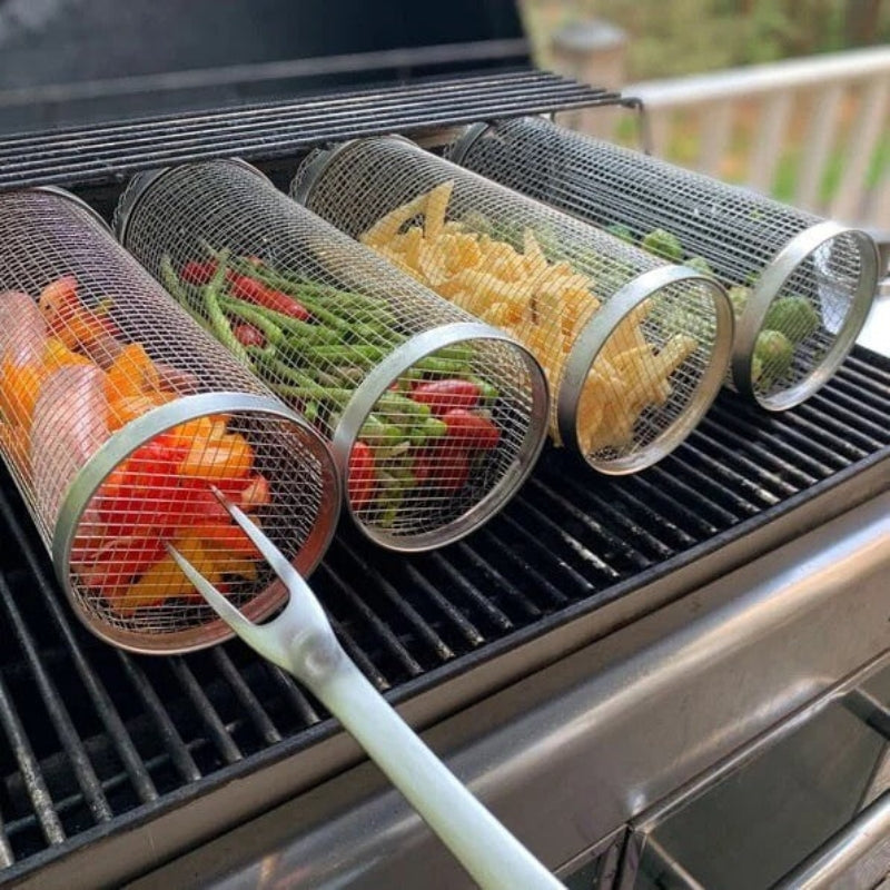 CylinderGrill - Coș din plasă pentru grătar destinat alimentelor delicate și mici