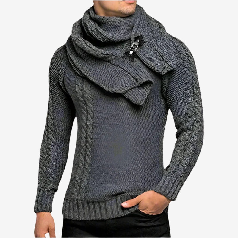 Dogan - Pulover cu guler înalt, mâneci lungi și model cu dungi