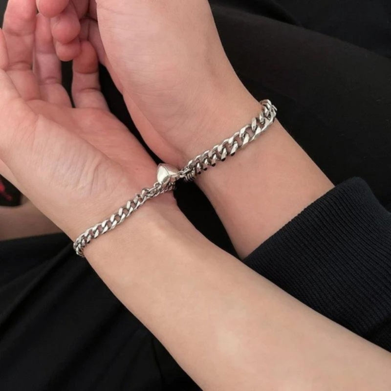 Mila – Classic chain link bracelets with heart accent and adjustable fit