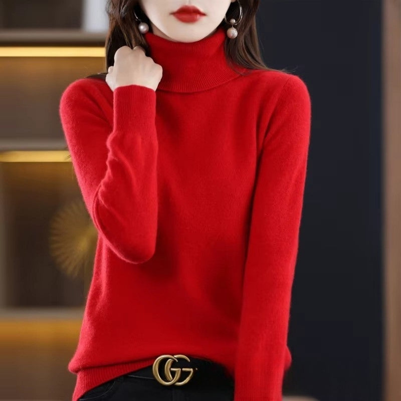 Kiara - Long sleeve turtleneck sweater with ribbed hem and cuffs | easy to put on and remove | sizes S–2XL | blue, green, white, purple, red, grey, brown, khaki, pink, orange, black, light blue