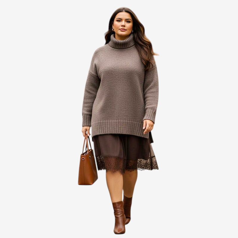 LaceLayer – Two-Piece Mini Dress and Turtleneck Sweater Set