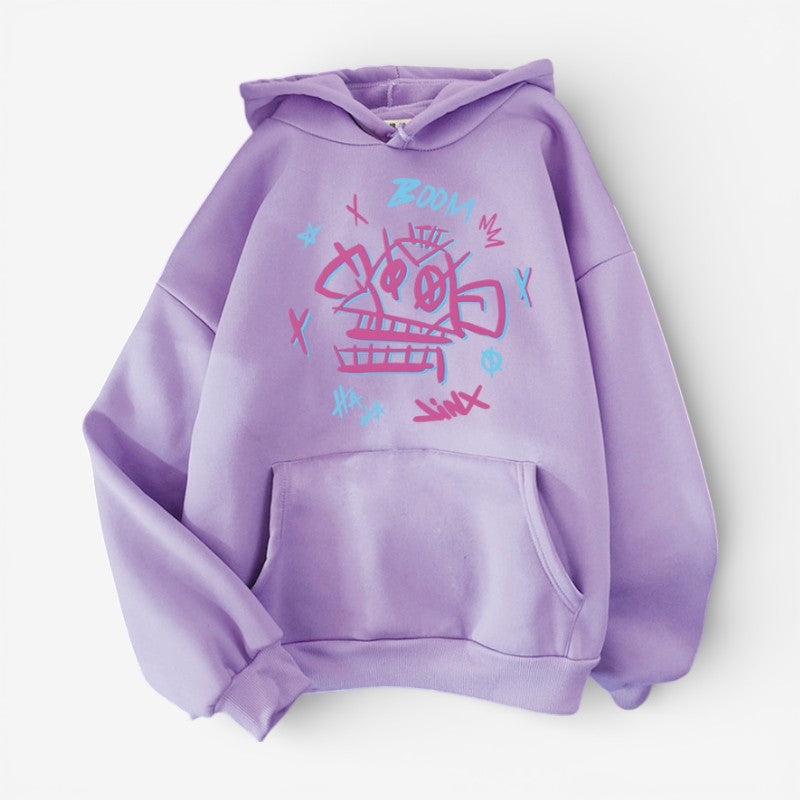 UrbanCore - Long Sleeve Hoodie with Printed Design