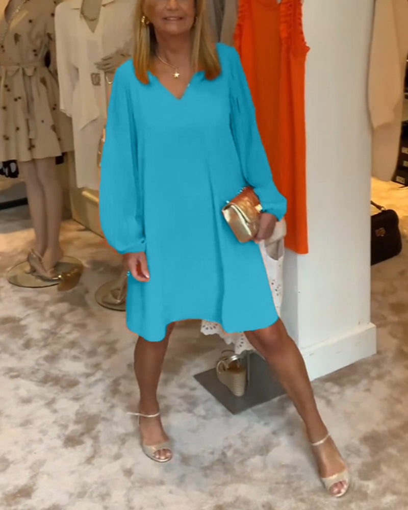 SpringGlow™ - Lantern Sleeve Dress