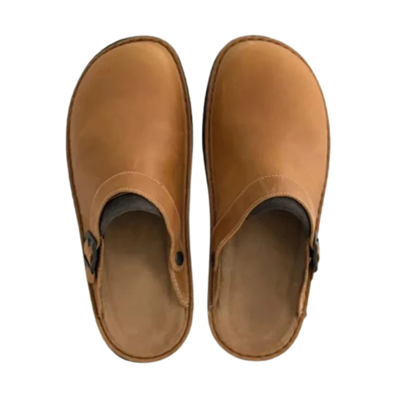 Ethan – Gesloten Slip-On PU Slippers met Verstelbare Gesp en Rubberen Zool