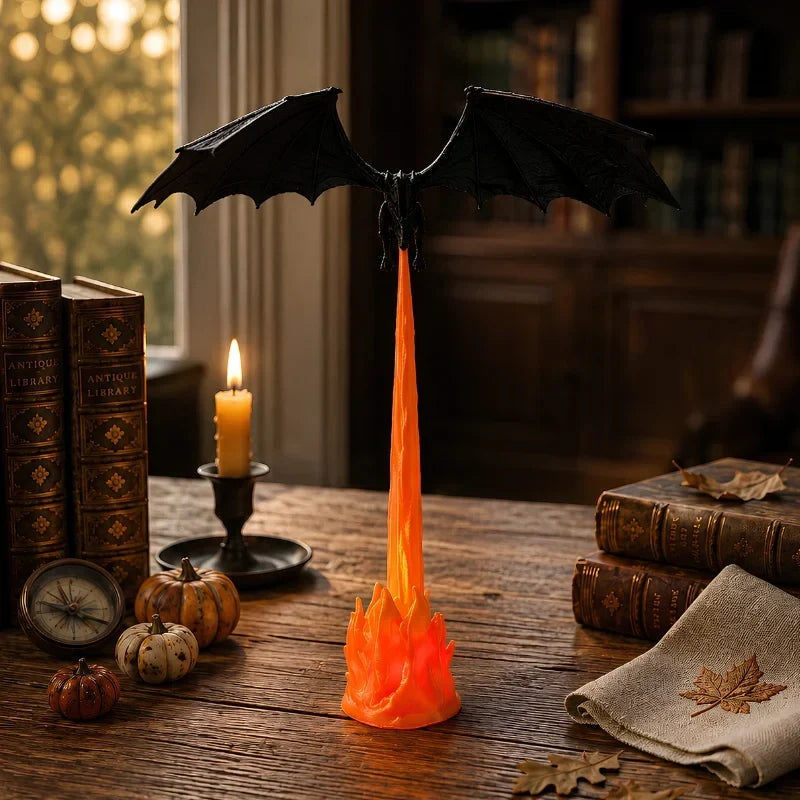 DracoGlow - Lampe de nuit en forme de dragon avec effet de flamme