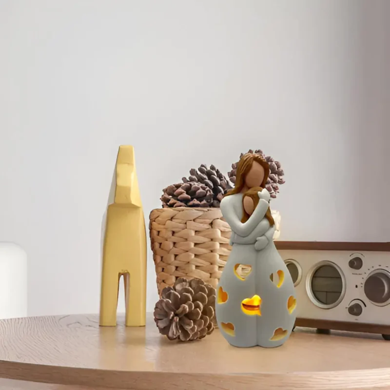 Regalo per la Festa della Mamma | Statua Portacandele Abbraccio Madre e Figlia