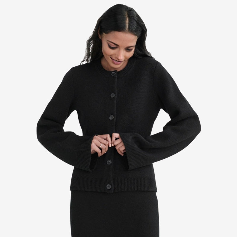 Penelope – Cardigan con maniche lunghe, scollo rotondo e bottoni