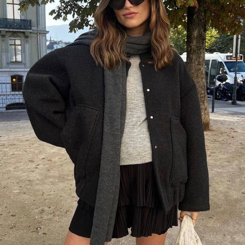 Harper - Long sleeve coat with button closure