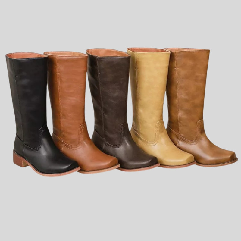 Bottes montantes pour femmes à bout rond avec semelle antidérapante