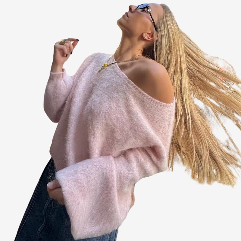 Emma - Maglione a maniche lunghe con spalle scoperte e scollo rotondo