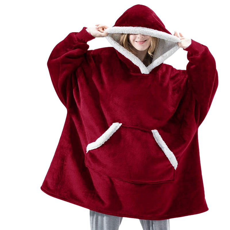 Sophie – Couverture oversize à capuche, manches longues et poches